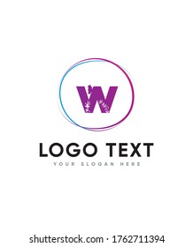Floral Silhouette Anfangsbuchstaben Typ W Logo Vorlage, Vektorlogo für Unternehmen und Firmenidentität 