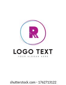 Floral Silhouette initial letter type R logo template, Vector logo for business and company identity 