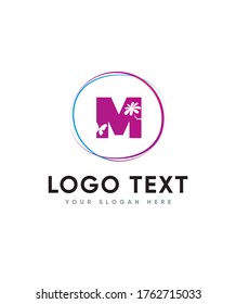 Silhouette floral tipo de letra inicial plantilla de logotipo M, logotipo vectorial para identidad empresarial y de empresa 