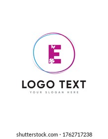 Floral Silhouette initial letter type E logo template, Vector logo for business and company identity 