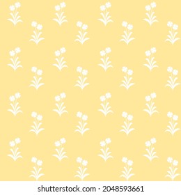 Blumensilhouette nahtloses Muster. Weiße Blumen auf goldenem Hintergrund. Für die Gestaltung von Textil- oder Geschenkpapier