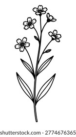 Floral Silhouette Vector Illustration with Multiple Blossoms Minimal Botanical Black Plant Design for Decorative Patterns Logos and Nature Inspired Artwork