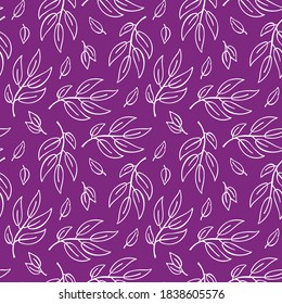 Patrón sin fisuras del vector de silueta floral. Patrón vectorial floral sobre fondo violeta. 
