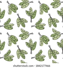 Floral silhouette vector seamless pattern. Floral vector pattern on white background. 