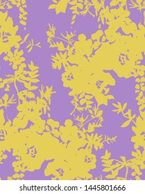 Floral silhouettes. Botanical seamless pattern. Hand drawn abstract flowers, roses buds and petals. Vintage background for textile, fabric, wrapper, wallpaper and surface.