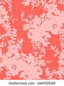 Floral silhouettes. Botanical seamless pattern. Hand drawn abstract flowers, roses buds and petals. Vintage background for textile, fabric, wrapper, wallpaper and surface.