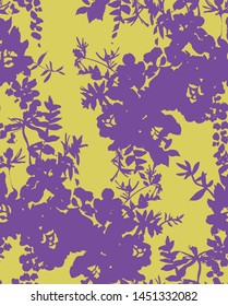 Floral silhouettes. Botanical seamless pattern. Hand drawn abstract flowers, roses buds and petals. Vintage background for textile, fabric, wrapper, wallpaper and surface.