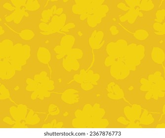 Floral Silhouettes of different flowers and leaves. Vector floral seamless background pattern for wallpaper, textile prints, fabric.