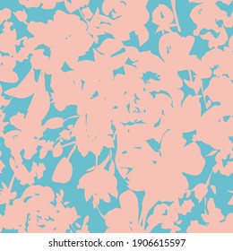 Floral silhouettes seamless pattern. Meadow plants, herbs and flowers. Simple botanical imprint in vintage flat style. Summer spring motif. Classic nature ornament. Fashion design.