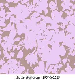 Floral silhouettes seamless pattern. Meadow plants, herbs and flowers. Simple botanical imprint in vintage flat style. Summer spring motif. Classic nature ornament. Fashion design.