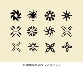 Floral Silhouettes Vector Illustrations Set	