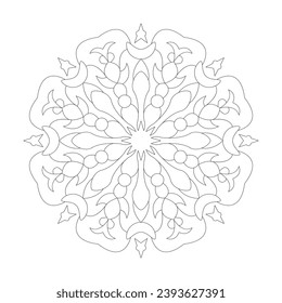 Floral Simple design Mandala Coloring book page vector file
