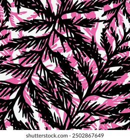 Floral simple leaves seamless pattern