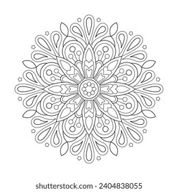 Floral Simple Mandala Diseño Impreso Libro de Colores Página Archivo Vector