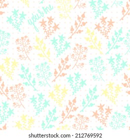 Floral simple pastel seamless pattern Seamless pattern can be applied on different surfaces such as wallpaper, web page background, clothes and other fabrics, phone or tablet cases