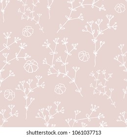 Floral simple seamless pattern from hand drawing branch