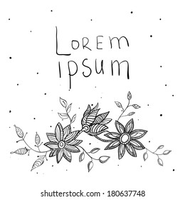 Floral sketch frame. Vector illustration.