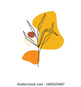 Floral sketch illustration with abstract shape compositions. Great for invitation, greeting card, packages, wrapping, premade logo, business card, stationery, etc.