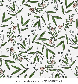 Floral Sketch Minimalist Seamless Pattern Background