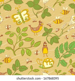 Floral sketchy seamless background