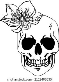 Floral skull face vector bone object