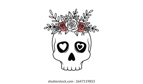 Arte Floral da Cabeça do Crânio que retrata o amor e a lembrança dos entes queridos na eternidade