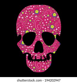 Floral skull isolated on black grunge background