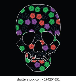 Floral skull isolated on black grunge background