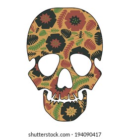 Floral skull isolated on white