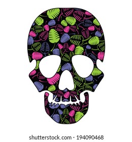 Floral skull isolated on white