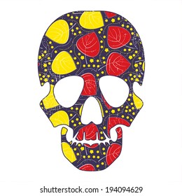 Floral skull isolated on white