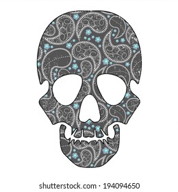Floral skull isolated on white