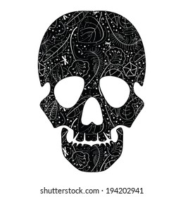 Floral skull isolated on white