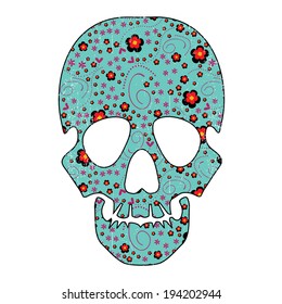 Floral skull isolated on white
