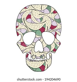 Floral skull isolated on white