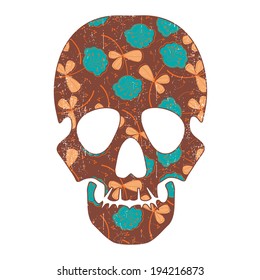 Floral skull isolated on white