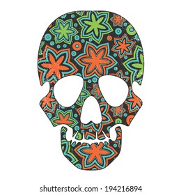 Floral skull isolated on white