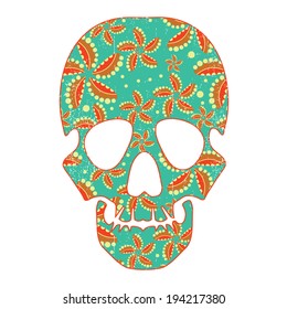 Floral skull isolated on white