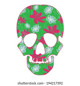 Floral skull isolated on white