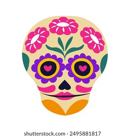 Floral Skull Isolated White Background