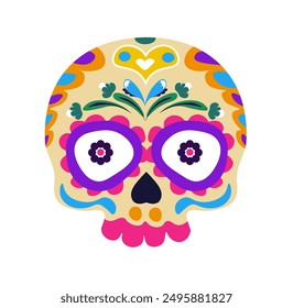 Floral Skull Isolated White Background