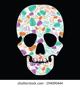 Floral skull on black background