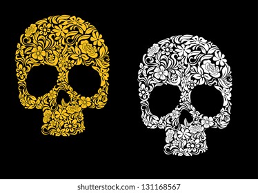 Floral skull in retro style for ecology concept design. Jpeg (bitmap) version also available in gallery