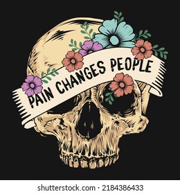 Floral Skull Skeleton Vector T-shirt