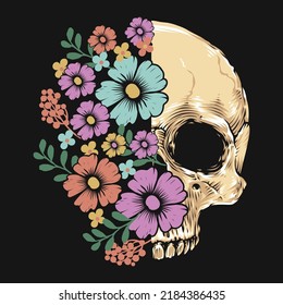 Floral Skull Skeleton Vector T-shirt svg