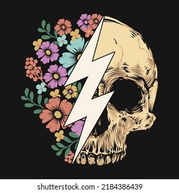 Floral Skull Skeleton Vector T-shirt