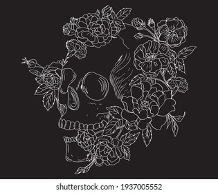 floral skulls vector design for any kind of artwork 