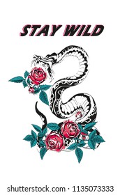 floral snake vector illustration