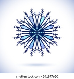 Floral snowflake, Isolated design element, Vector illustration