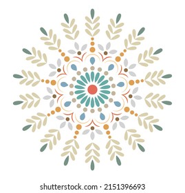 Floral snowflake pattern mandala art.